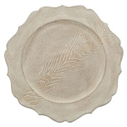 Faux Wood Scalloped Edge Charger for Rent