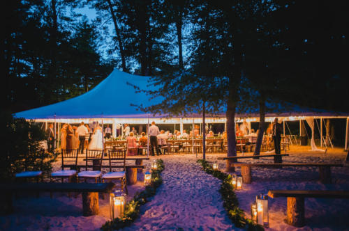 Dancing into the night under the tent