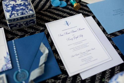 Stylish Wedding Invites in couple's signature blue