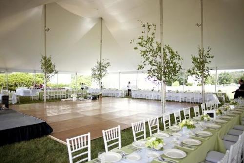 Ash tree limbs adorn tent center poles