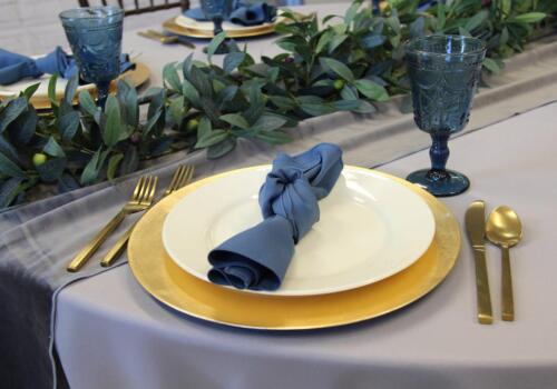 Blue Water Goblet with gold accents