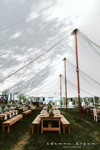 Under a sailcloth tent