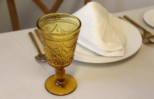 Gold Water Goblet with gold silverware