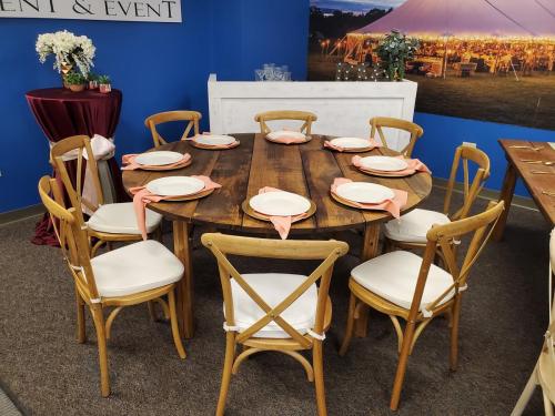 5' Round Farm Table with Crossback Chairs