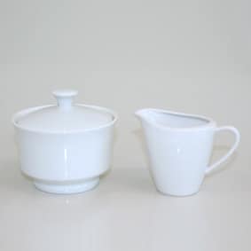 White China Sugar Bowl & Creamer